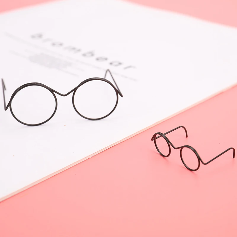 2PCS BlackTop Selling  Round Frame Lensless Retro Cool Doll Glasses For BJD Doll 1/6 30cm Doll Accessories
