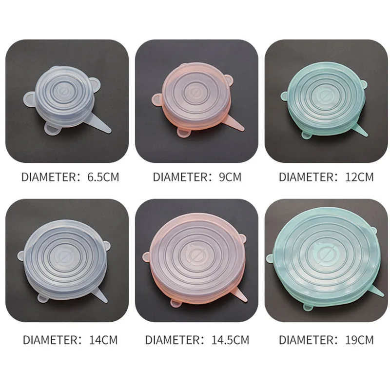 Boinfini 6 шт./компл. Универсальный Еда силиконовый чехол многоразовые силиконовые стрейч крышки для посуды для крышек кастрюль Кухня аксессуары