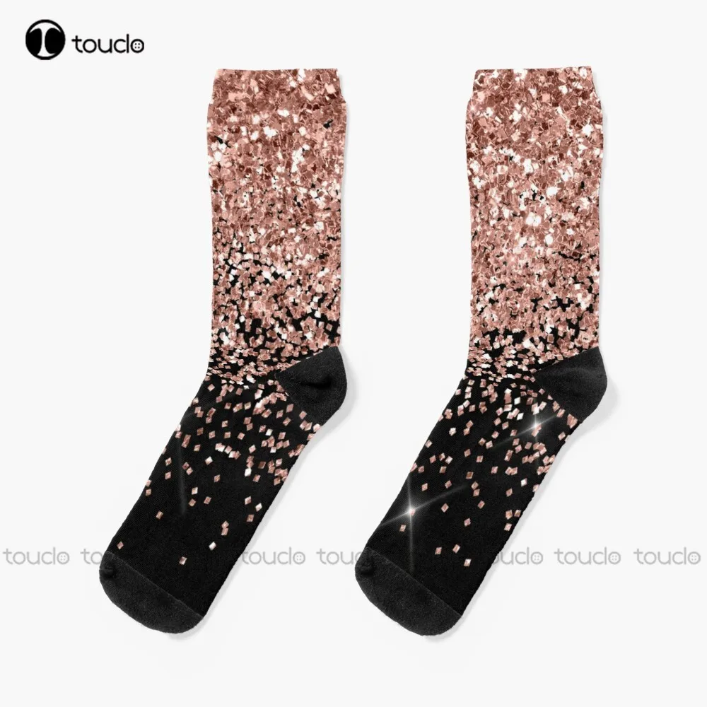 

Rose Gold Glitter Socks Boys Football Socks Unisex Adult Teen Youth Socks Personalized Custom 360° Digital Print