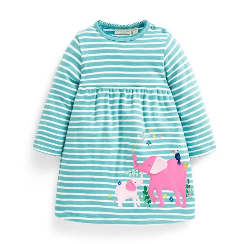 Baby girl dress autumn long sleeve children skirt cartoon pattern princess dress dinosaur clothes baby dress princess costume