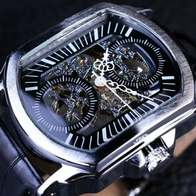 Новые автоматические механические часы из сплава Tourbillon, водонепроницаемые мужские часы с ремешком из натуральной кожи, мужские наручные часы