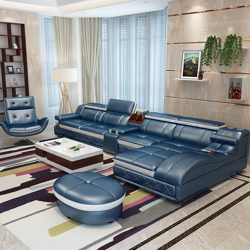 Роскошный массажный кожаный диван, мебель для гостиной, производство Китай, Фошань