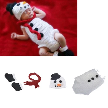 

Christmas Snowman Baby Photo Costume Infant Crochet Outfit Newborn Photo Props