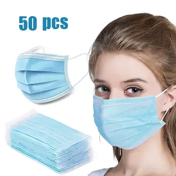 

50Pcs/100pcs Mask Disposable Nonwove 3 Layer Ply Filter Mask mouth Face mask filter safe Breathable Protective masks