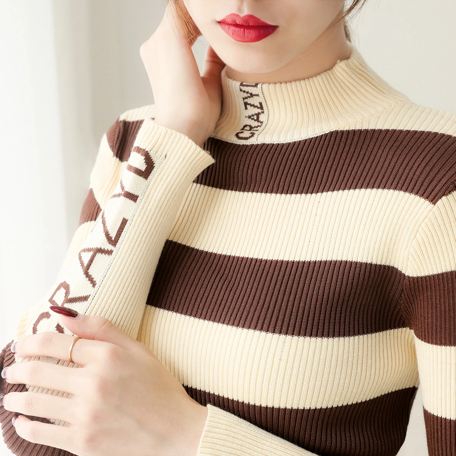Mode femme automne hiver, женские свитера и пуловеры, зимний Одноцветный свитер с воротником-хомутом и бабочкой, женские блузы, топы 0274