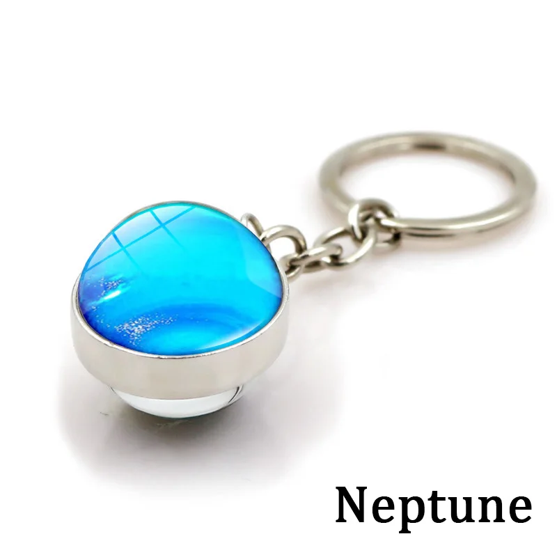 XSWX2229-3 Neptune Брелок Луна Солнечная система кольцо для ключей с планетой галактика Туманность космическая Вселенная земля солнце Марс Юпитер Сатурн двусторонний стеклянный шар - Цвет: XSWX2229-3 Neptune