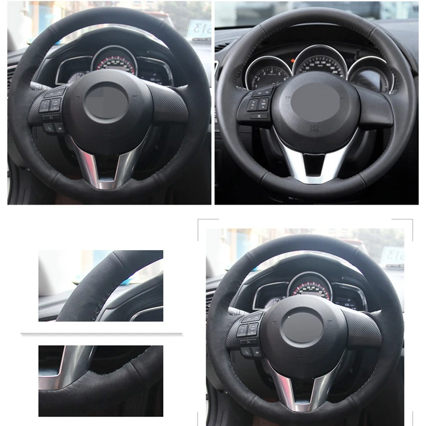 Черный кожаный чехол на руль для Mazda 2 Mazda 3 Axela Mazda 6 Atenza CX-3 CX-5 Scion iA Toyota Yaris