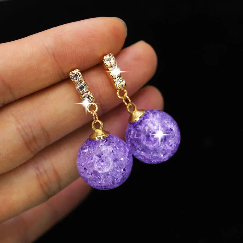 Shiny Side New Fashion Brand Jewelry Crystal Beads Stud Earrings for Women Gift Elegant Pearl Simple Style Earrings