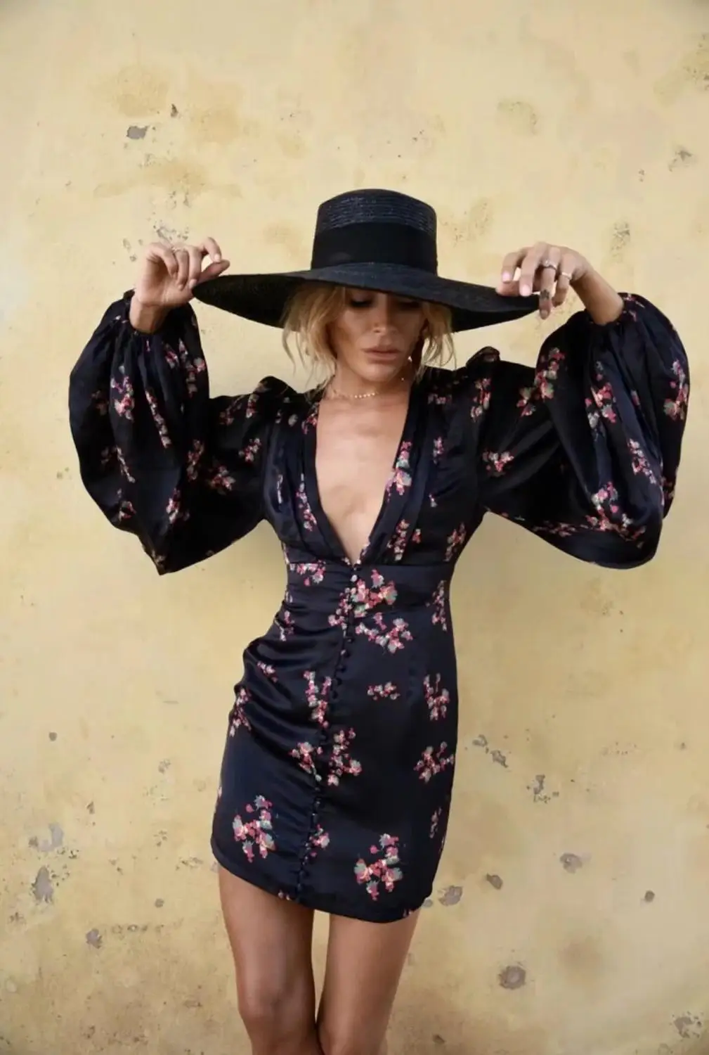 Увядший английский модный блогер с цветочным принтом винтажное праздничное платье-фонарик для женщин vestidos de fiesta de noche vestidos блейзеры