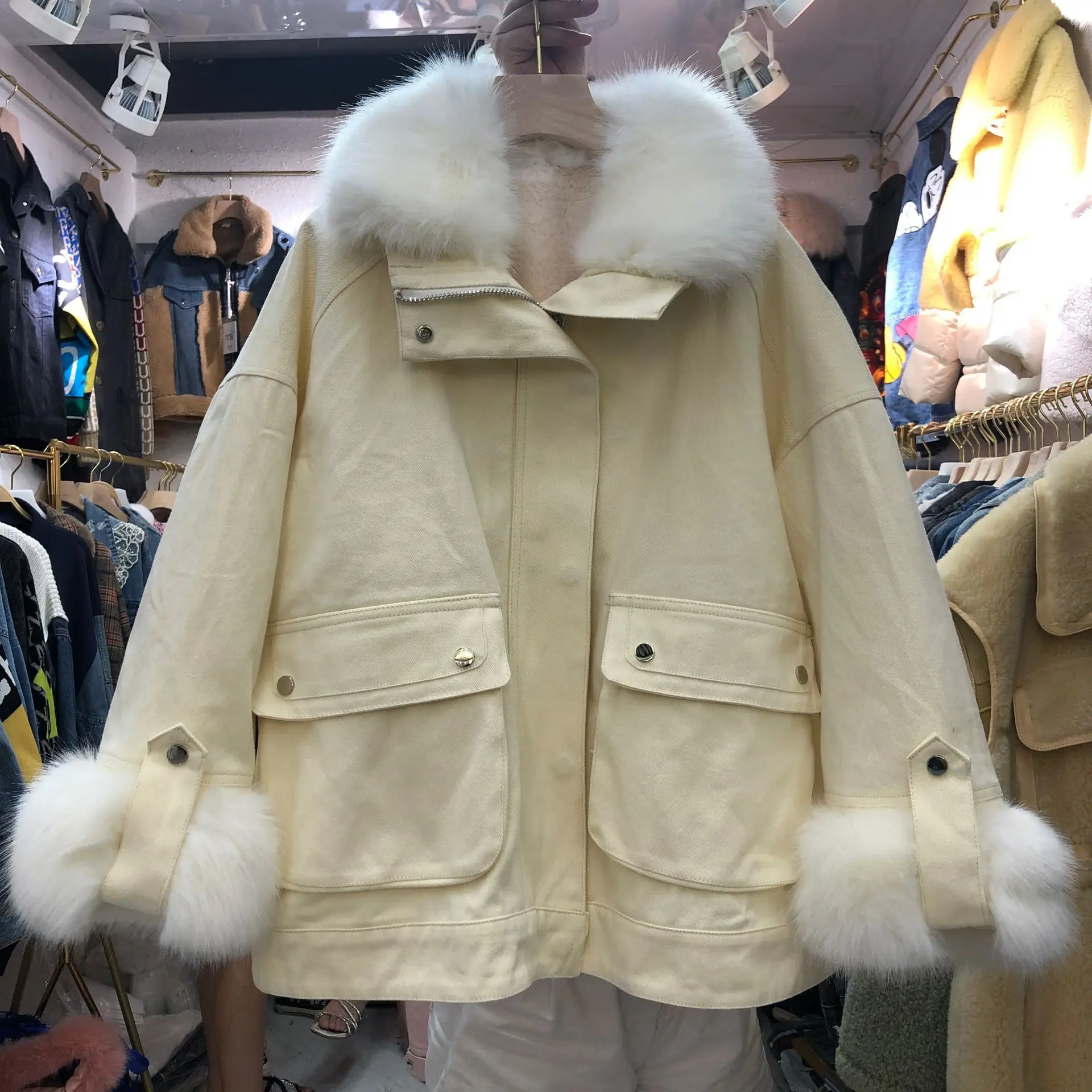 Женская зимняя короткая куртка Mujer Parkas зимнее пальто Женская свободная парка с меховым воротником ватные куртки пальто