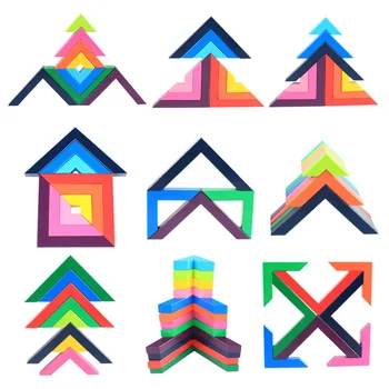 

Wooden Geometric Building Block Toys Right Angle Colorful Kids DIY Puzzle Games Assembled Model Building Kits Tool
