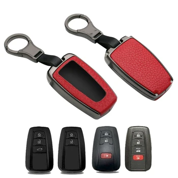 

For Toyota Camry 2018-19 Leatherette Metal Key Fob Chain Case Cover Accessories