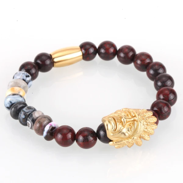 Style C Mcllroy Bracelet Men Bead Sparta Crown 8mm Natural Stone Bracelet Bangle Handmade Man Jewelry Mens Bracelets erkek bileklik - Окраска металла: Style C