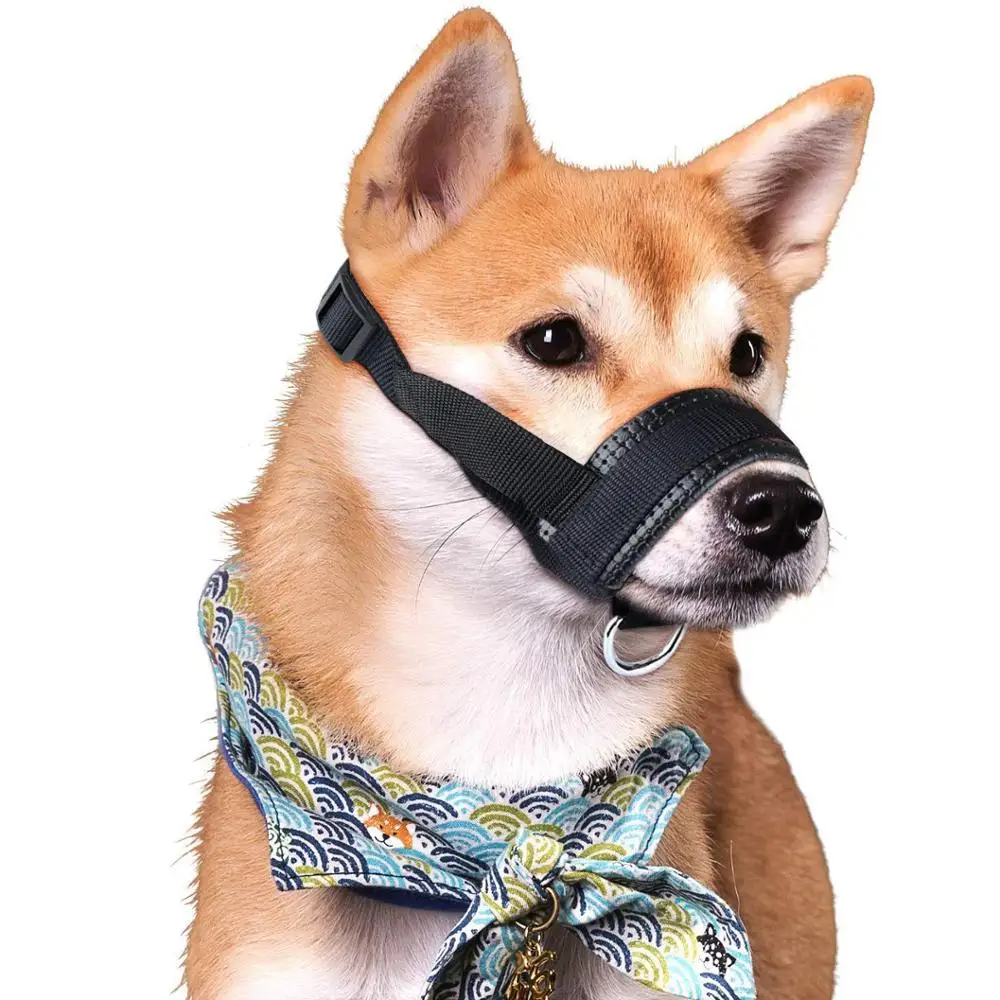 

Dog Muzzle Nylon Soft Padding Adjustable Loop Black for Small, Medium and Large Dogs Anti Biting, Chewing, Breathable