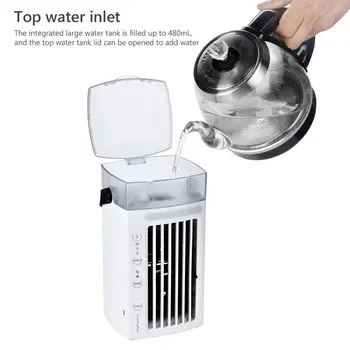 

Air Cooler Fan Portable Bladeless USB LED Light Air Conditioner Cooler Humidifier Desktop Cooling Fan Cooling Fan for Office