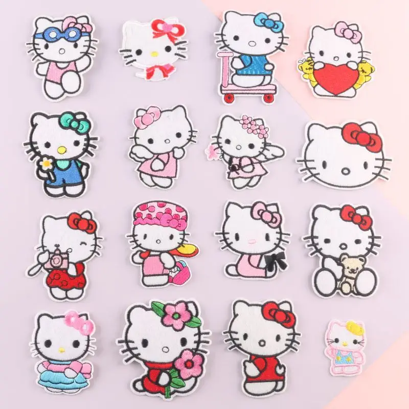 Hello Kitty Cartoon Clothes Patch Cute Animal Patch Iron on Embroidery  Patches on Clothes Applique patches for clothing 4-8cm _ - AliExpress Mobile