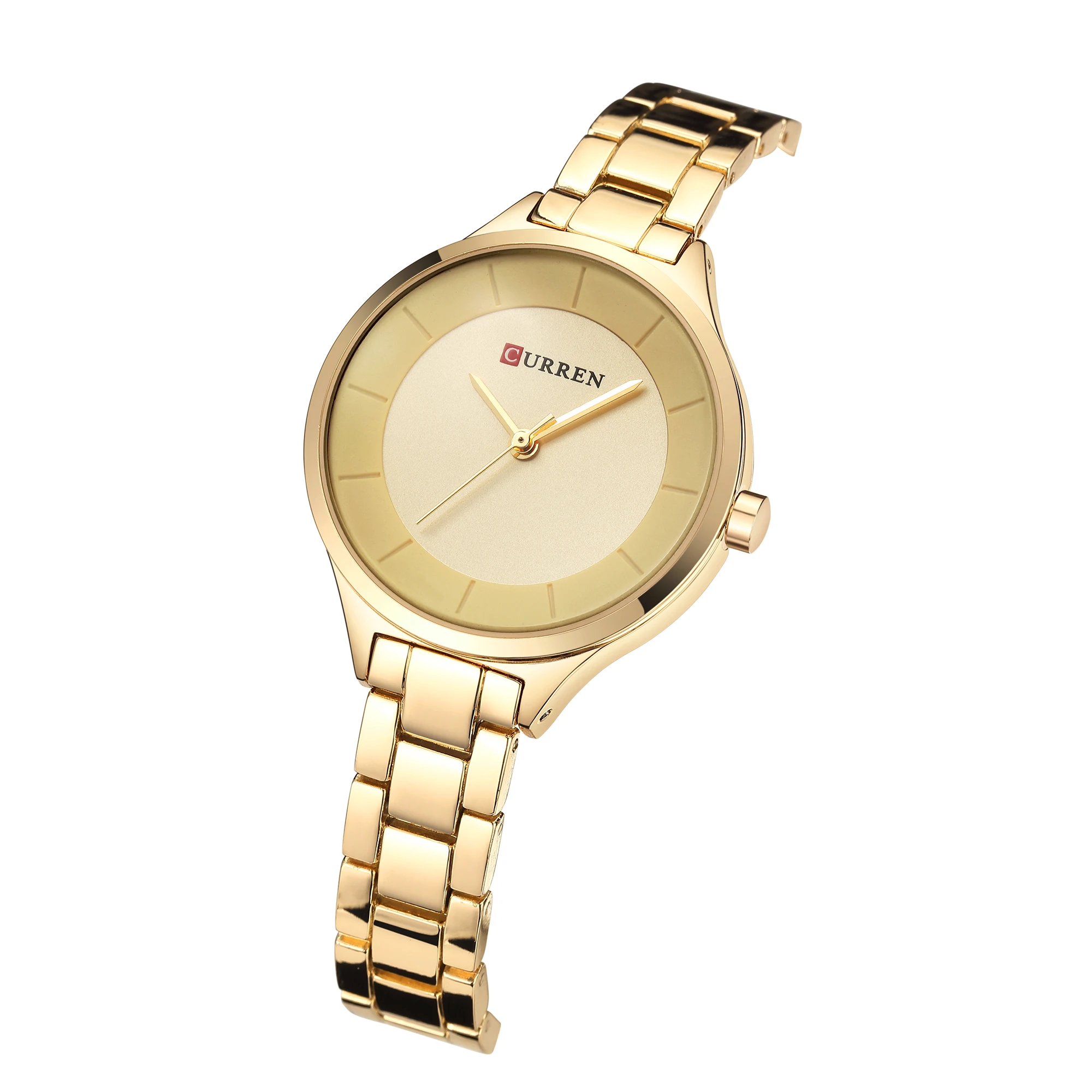 

CURREN Female Watch Full Gold Reloj Mujer Stainless Steel 2019 Luxury Trendy Simple Design Water Resistant Hardlex Montre Femme