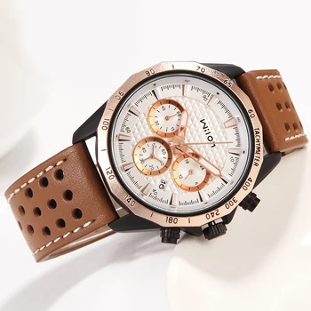 

Quartz Watch Men Chronograph Wristwatch Leather Band Casual Male Clock Auto Date Men's Watches Fashion Brand Relogio Masculino