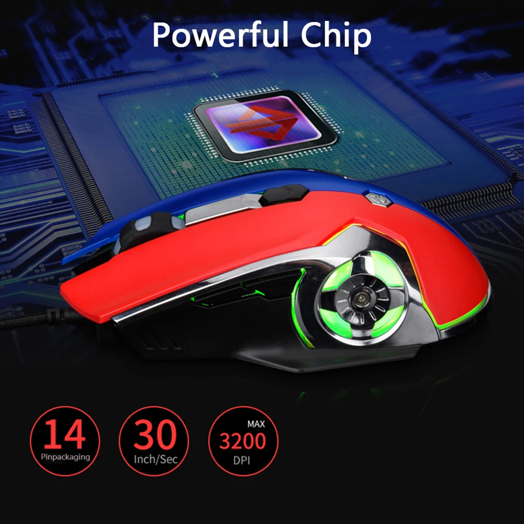 Aj120 проводная USB игровая мышь оптическая 6-клавишная 3200DPI Макросъемка для ПК