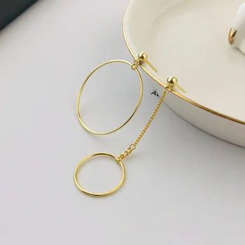 

Asymmetric Real 925 sterling silver big circle drop earrings for women gifts, fashion gold color dangle earings fine jewelry