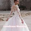 Customized Luxury Pink Long Sleeve Wedding Dress Ball Gown Lace Appliques O-Neck Button Royal Train Bride Gowns Vestido Princess 4