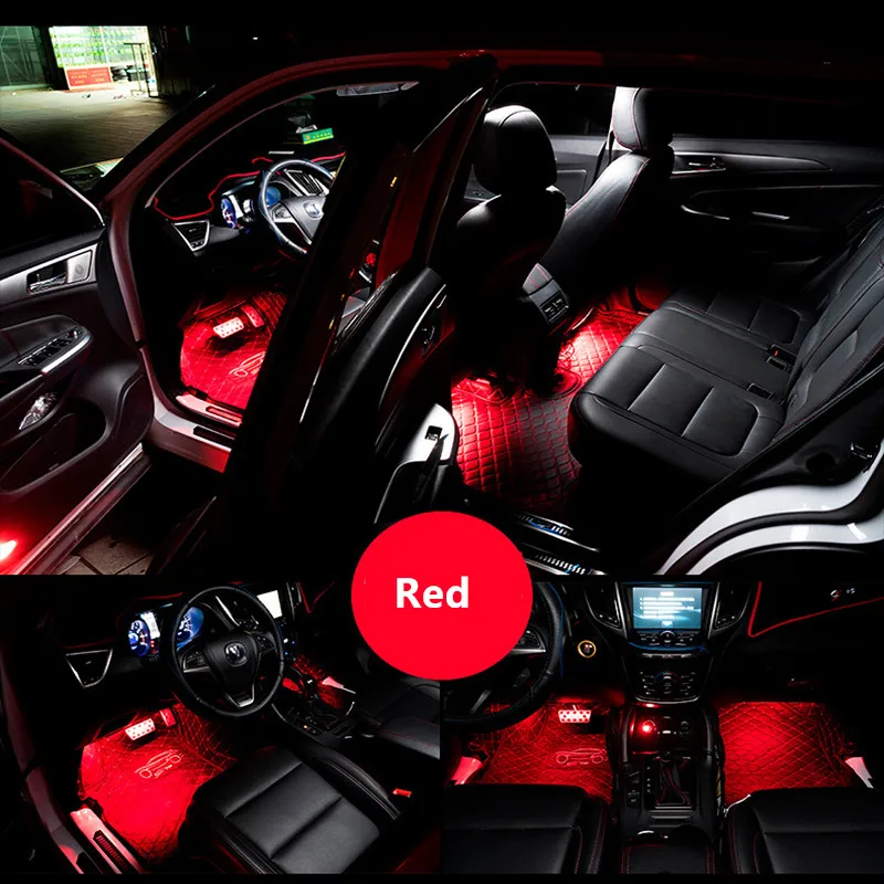 Автомобильный Стайлинг 4 шт./компл. автомобиль RGB Светодиодные ленты светильник семь Цвета меняется Декор Атмосфера лампы салона светильник дистанционного Управление