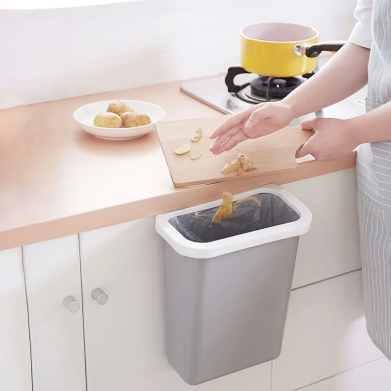 Kitchen Cabinet Door Hanging Trash Garbage Bin Kitchen storage basket Without Cover Plastic Home Waste Bin Bathroom Dustbin