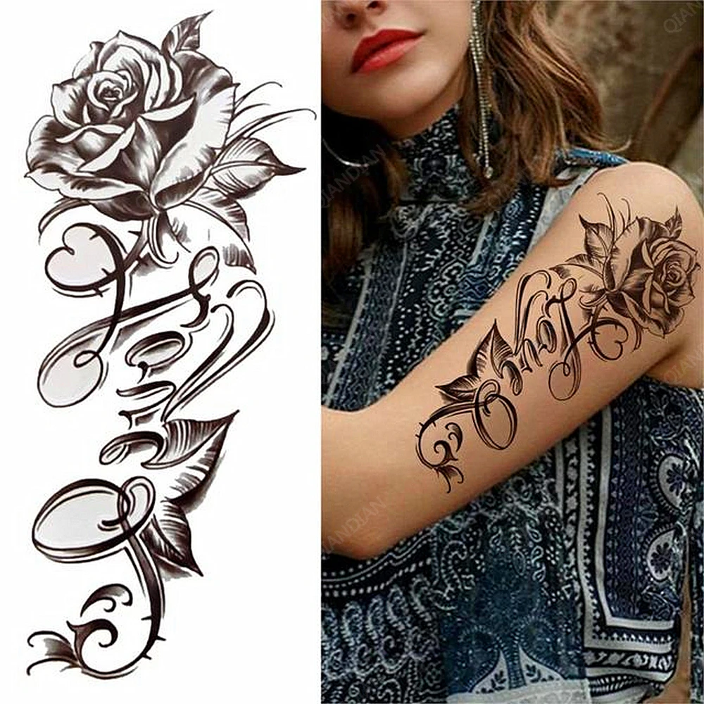 Schedel Demon Tijdelijke Tattoo Schoonheid Meisje Klok Bloem Roos Lotus  Totem Kruis Slang Tijdelijke Arm Art Tattoos XQBSeries - Etsy België, image size:1000x1000