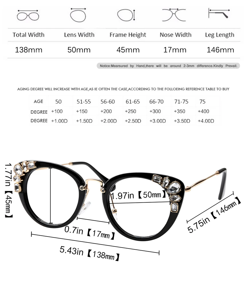 SOOLALA кошачий глаз Стразы очки для чтения женские увеличительные пресбиопические очки кошачий глаз очки для чтения с Чехол+ 0,5 0,75 1,0