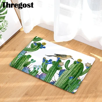 

Europe Anti-Slip Carpets Green Plant Pattern Bathroom Floor Mats Toilet Rugs Kitchen Area Rug Pads Absorbent Front Door Mats