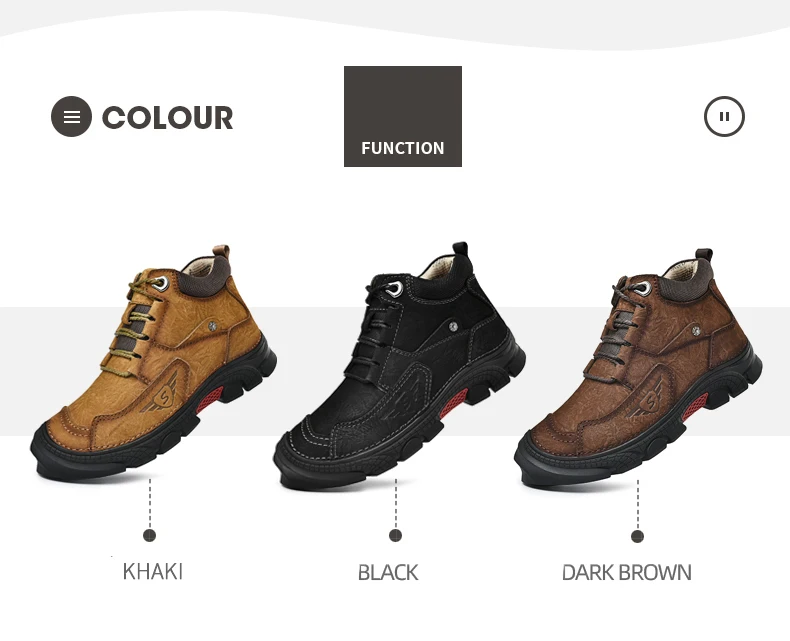 Мужские уличные ботинки размера плюс, натуральная кожа, плюш, Мужская зимняя обувь, Резиновые Нескользящие зимние ботинки