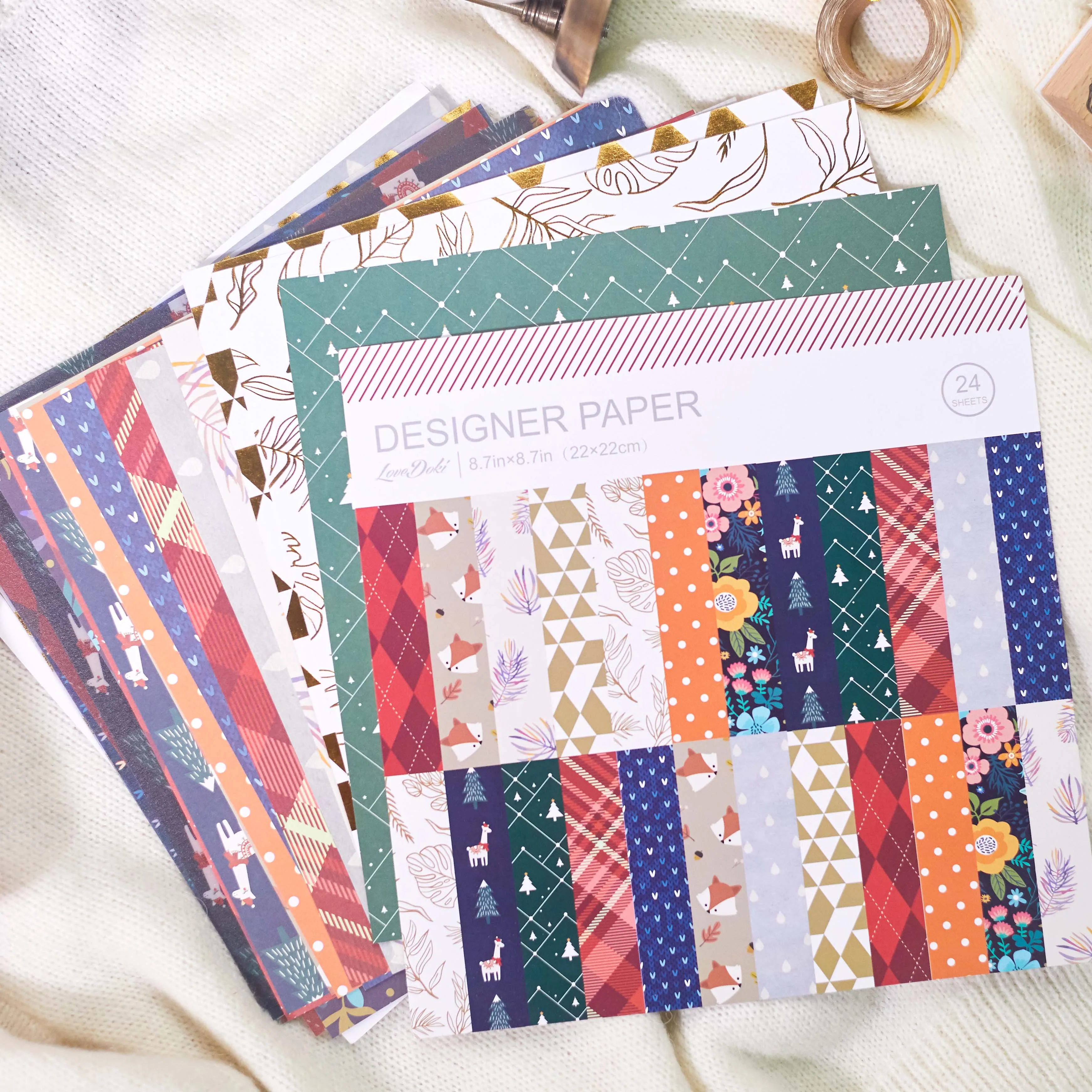 

24 Sheets Bronzing Sulfuric Acid Material Book Happy Christmas Tree/Feather/Leaf/Deer Sticker DIY Bullet Journal Scrapbooking