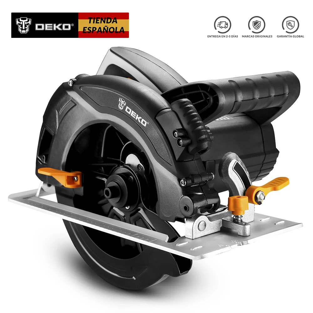 DEKO Circular Saw Power Tools with Blade, Multi-function Cutting Machin and Dust Passage, Auxiliary Handle, High Power DKCS160