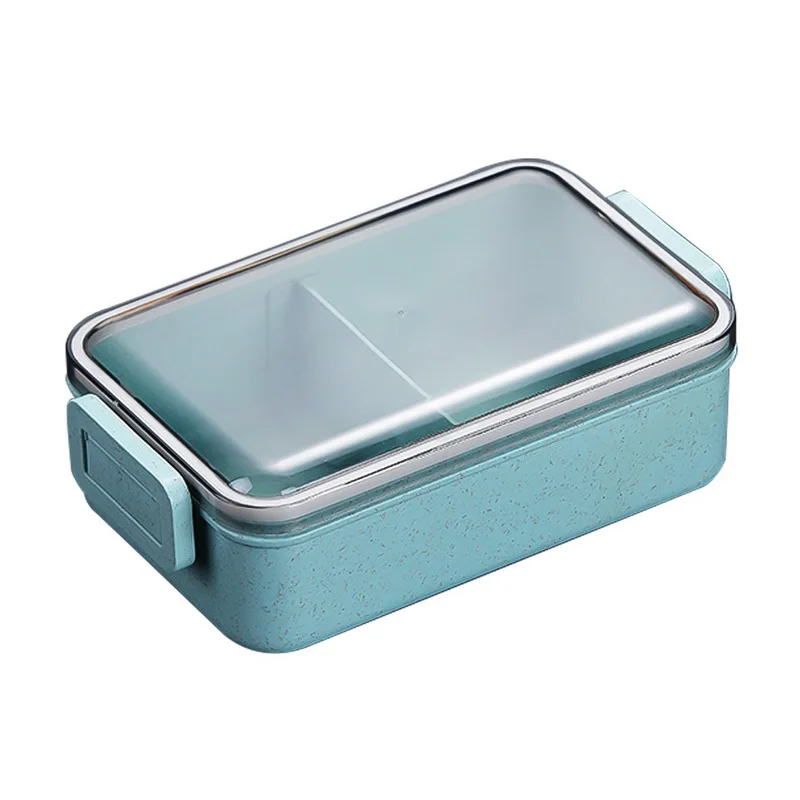 1 layer blue Японский Стиль коробка бэнто для микроволновой печи пшеничной соломы ребенка Коробки для обедов герметичность Bento Коробки для обедов для школы контейнер для еды - Цвет: 1 layer blue