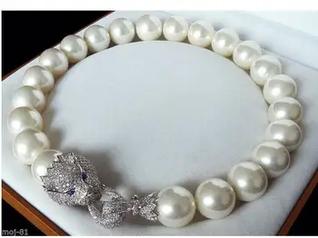 

Sweater chain Beautiful NEW Huge 16mm Genuine White blue South Sea Shell Pearl Necklace Silver jewelry Wonderful