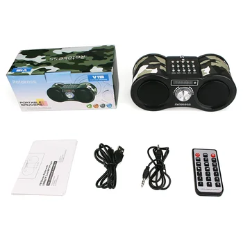 

Retekess Radio Speaker Digital Display Telescope FM AM Stereo Dual 1.6W Bass Loudspeaker USB Disk SD Card MP3 Player AUX Speaker