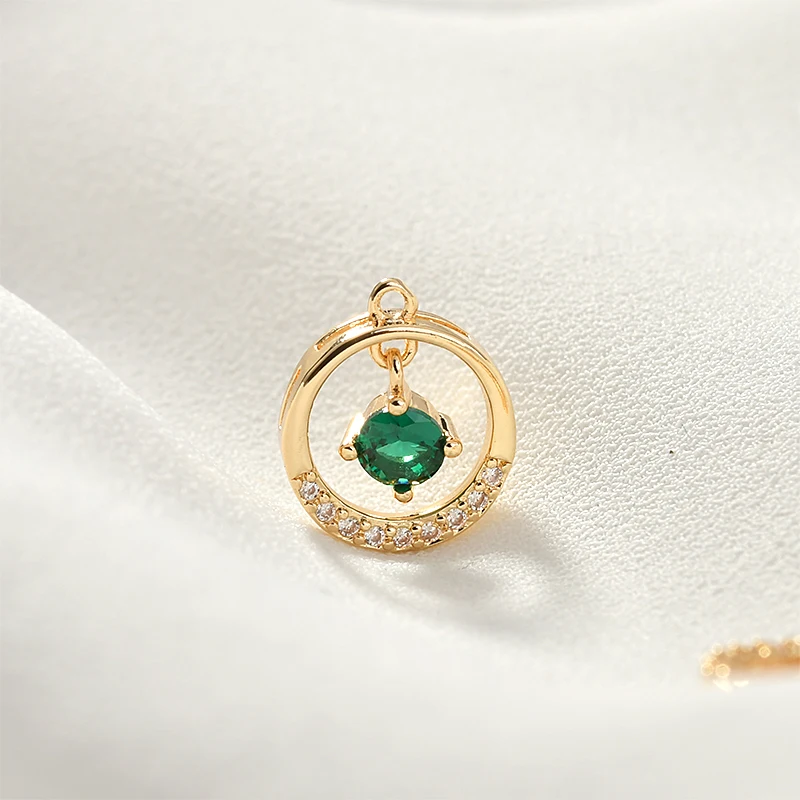 Круглый Кулон из циркона с медным покрытием 18K аксессуары настоящего золота DIY