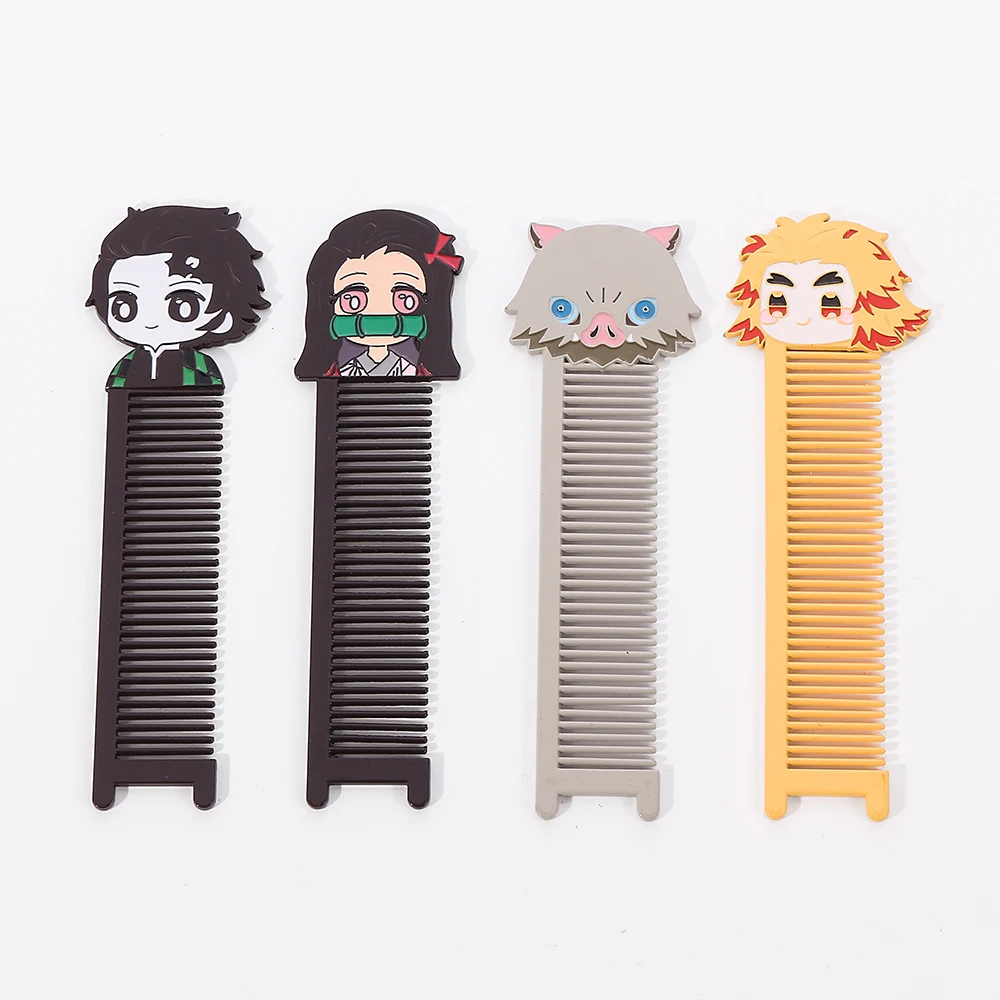 Hair Brush Women Anime Cosplay Demon Slayer Mini Metal Comb Anti-static Hairdressing Beauty Tools Salon Accessaries Decoration 5