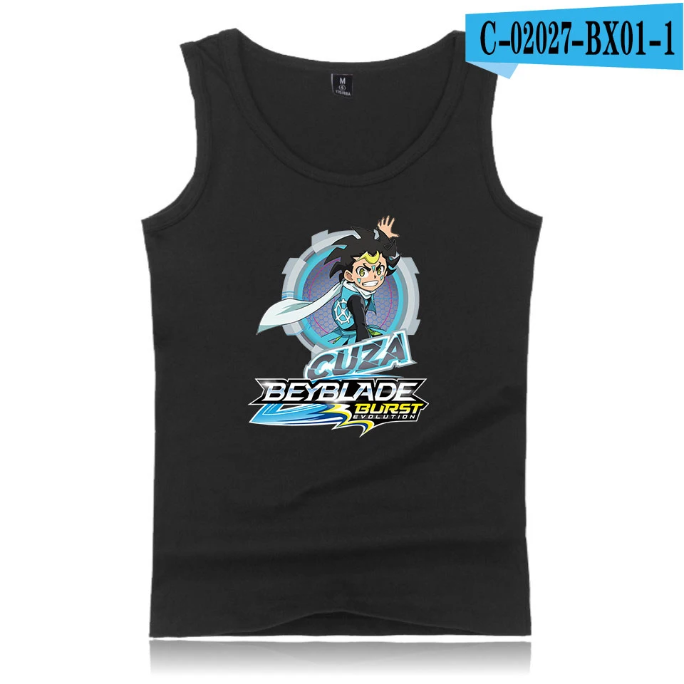Beyblade Burst Evolution 2D печать хлопок модная мужская летняя майка с бретелями пальто без рукавов Горячая тренд Повседневная одежда жилет - Цвет: Black
