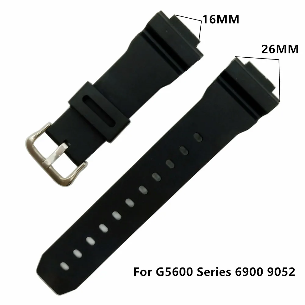 16 мм черный ремешок для часов из ПВХ подходит DW-5600E DW-5700 G5600 5700 GM-5610/6900 9052 серии ремешок для часов сменный+ инструмент