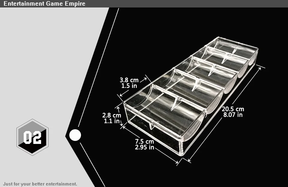 2 Yernea High-quality Poker Chips Box Set Texas 100Pcs Chip Box Acrylic Transparent Portable Baccarat Tray Casinos No cover (2)