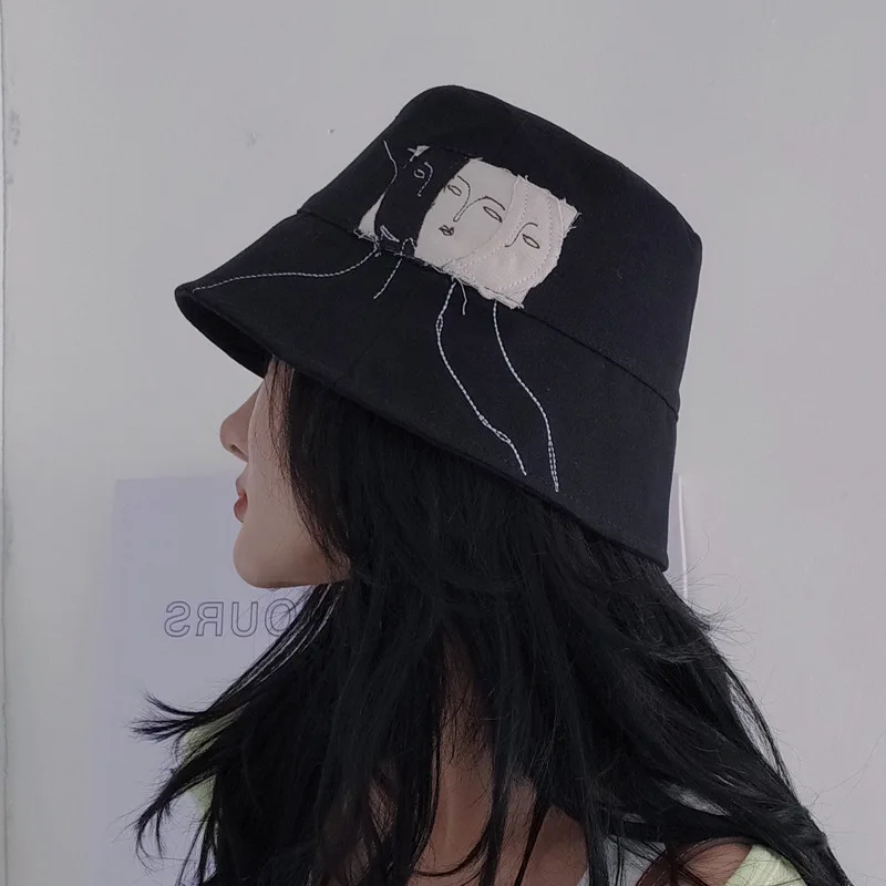 

New Cotton Bucket Hat for Women Picasso Style Designer Painter Artist Hats Stylish Female Daily Caps Fashion Fisherman's Cap