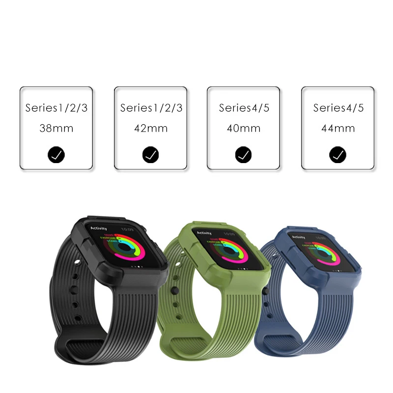 Ремешок для наручных часов Apple Watch, ремешок iWatch5 ремень 44/40 мм защитная оболочка сиамские спортивный силиконовый ремешок для Apple Watch 5 4 3 в 1