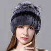 Russian Winter Real Fur Hat Hot Sale Natural Rex Rabbit Fur Warm Cap Ladies Knitted 100% Geunine Fur Hats 1