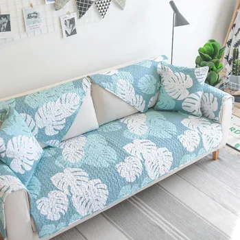 

Nordic Green Leaf Sofa Cushion Fresh Pure Cotton Sofa Cushion Non Slip All Season Universal Sofa Towel Cover