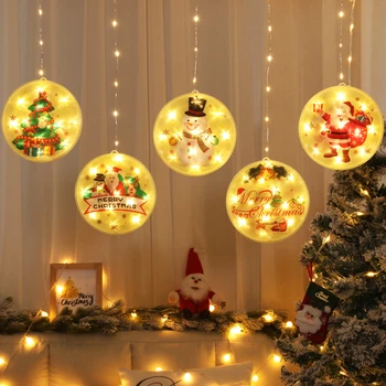 

LED Christmas Decor Light Santa Claus Atmosphere Fairy Lights Window Lamp with Suction Cup Xmas Pendant for Home Lighting