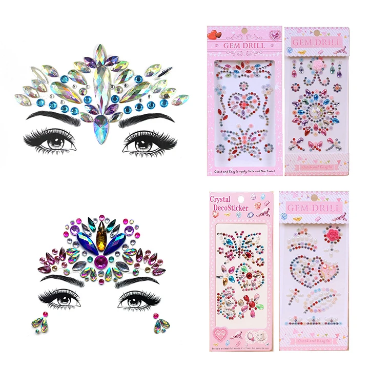 7  Colorful Rhinestones Crystal Face Jewelry Stickers For Mobile Phone Case Decor Wedding Birthday Masquerade Diy Jewelry Stickers