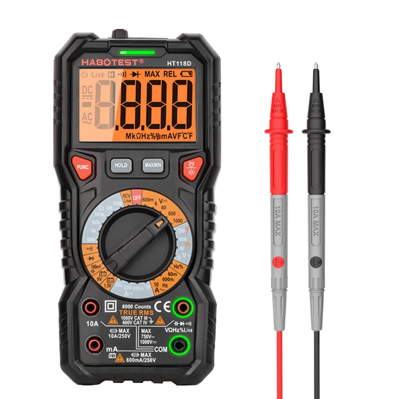 

HABOTEST HT118D Digital Multimeter Esr Meter Testers Automotive Electrical Dmm Transistor Peak Tester Meter Capacitance Meter