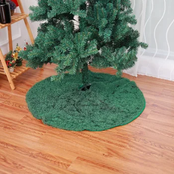 

48 inch Green Plush Christmas Tree Skirt Aprons Christmas Tree Carpet Christmas Decorations for Home New Year Xmas Decor