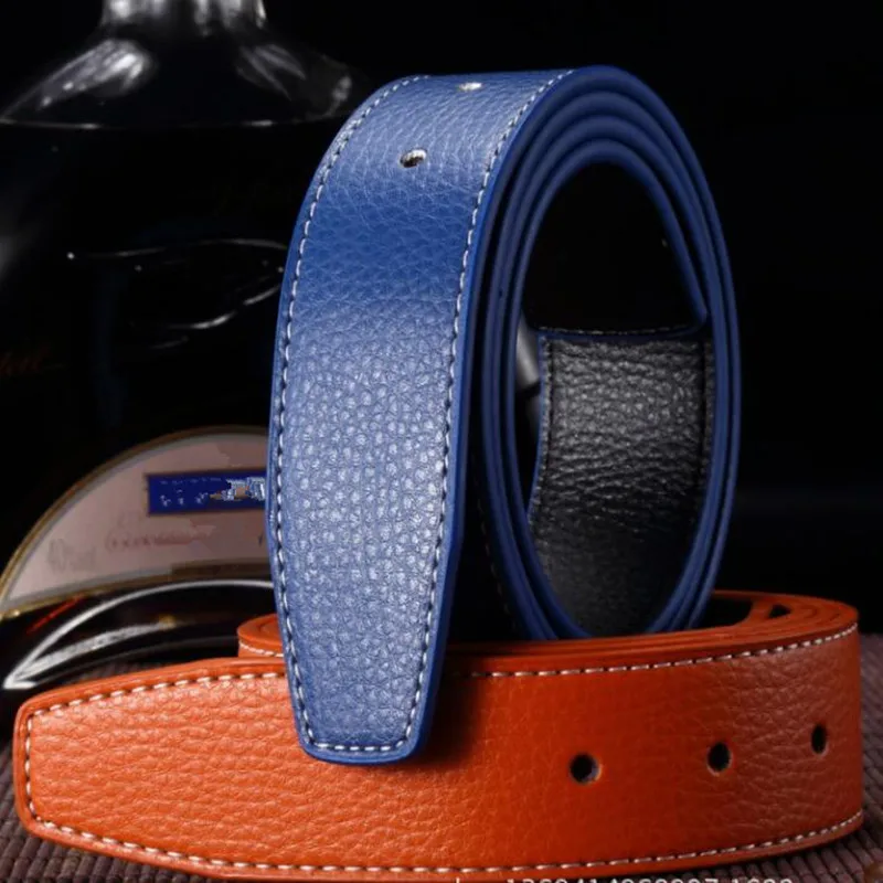 Роскошный мужской ремень из натуральной кожи с пряжкой гладкий Двусторонний